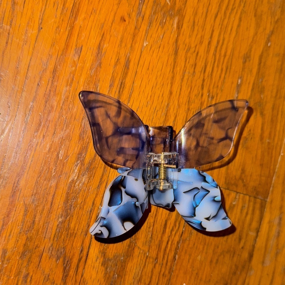 Butterfly Hair Clip Blue white white rave festival concert party theme fun cute